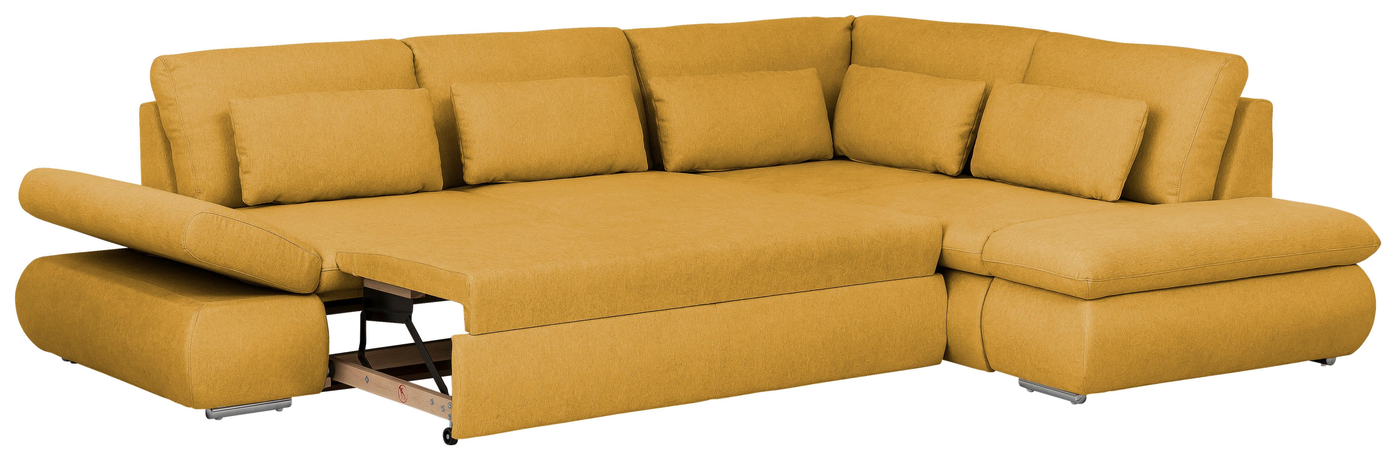 Sarokgarnitúra Alice - mustársárga, Modern, textil (300/86/224cm)