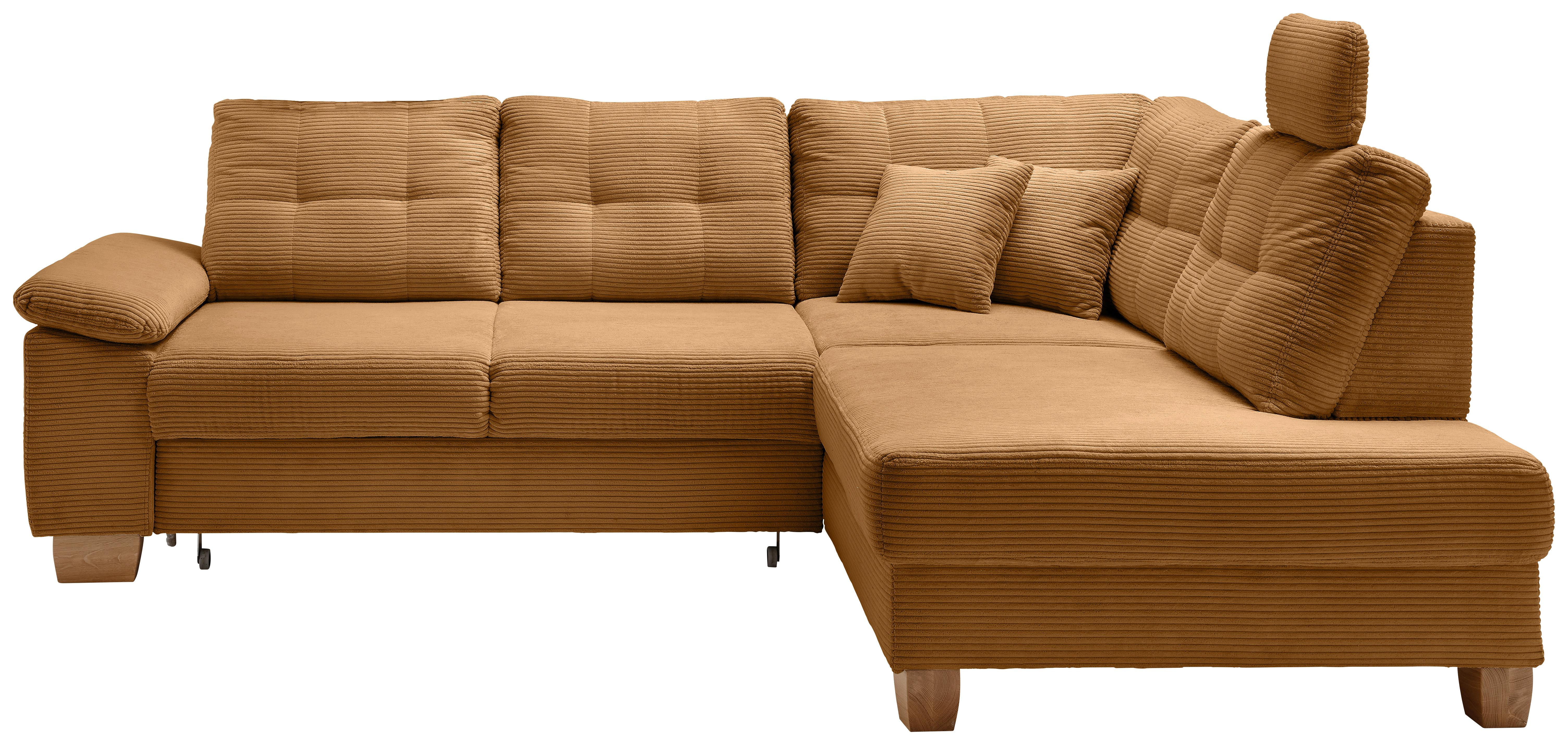 Ecksofa Brizzini Goldfarben S: 274x206 cm - Goldfarben/Naturfarben, MODERN, Textil (274/206cm) - Livetastic