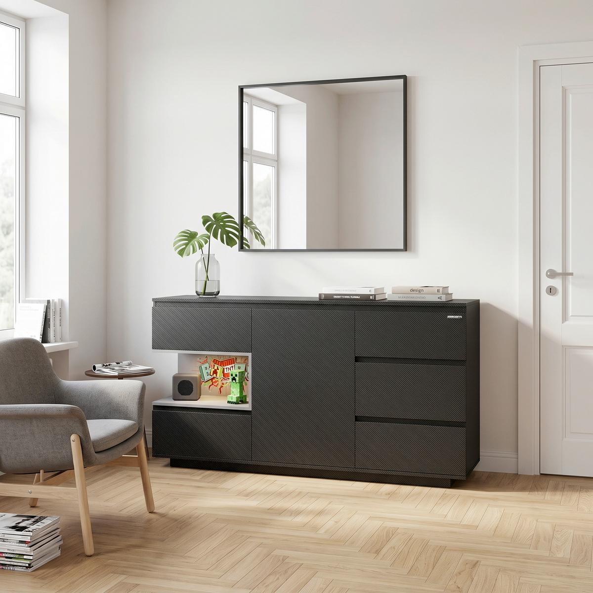 SIDEBOARD MINECRAFT - Schwarz, MODERN, Holzwerkstoff (160/80/40cm) - Minecraft