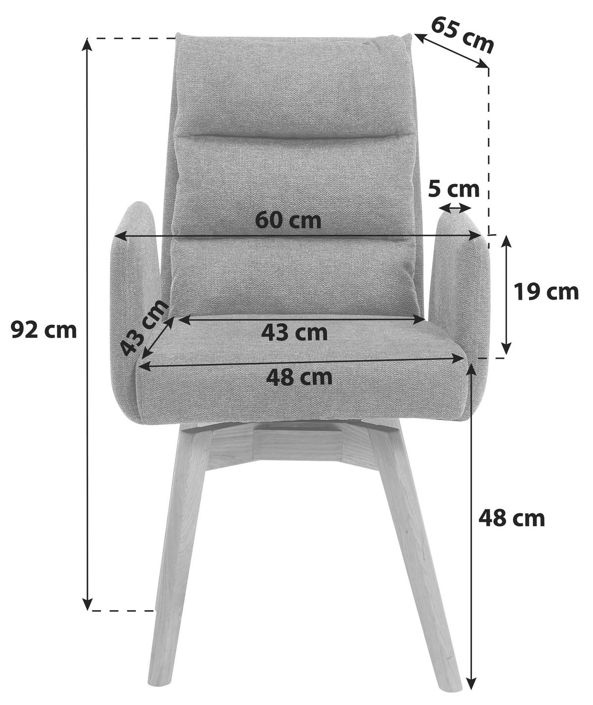 Armlehnstuhl Kampala Nachtblau Gepolstert - Eichefarben/Dunkelblau, Basics, Holz/Textil (60/92/65cm) - MID.YOU