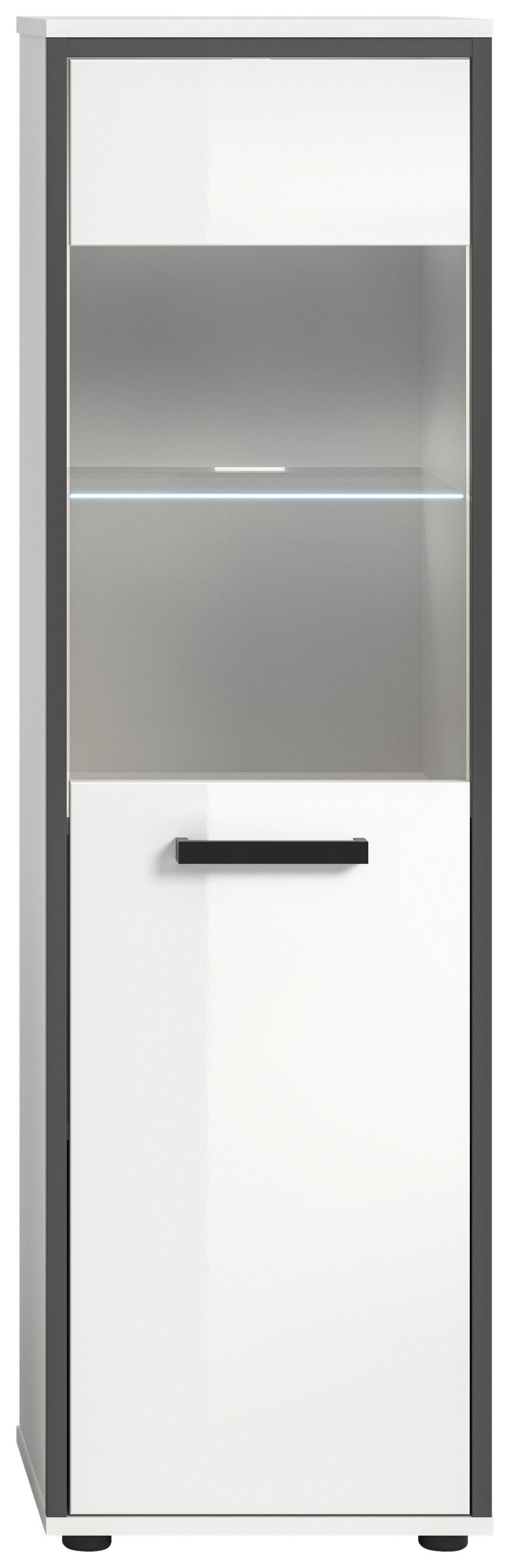 Midischrank Kojak, Weiß Hochglanz B: 40 Cm - Weiß Hochglanz/Schwarz, MODERN, Holzwerkstoff (40/139/34cm) - MID.YOU