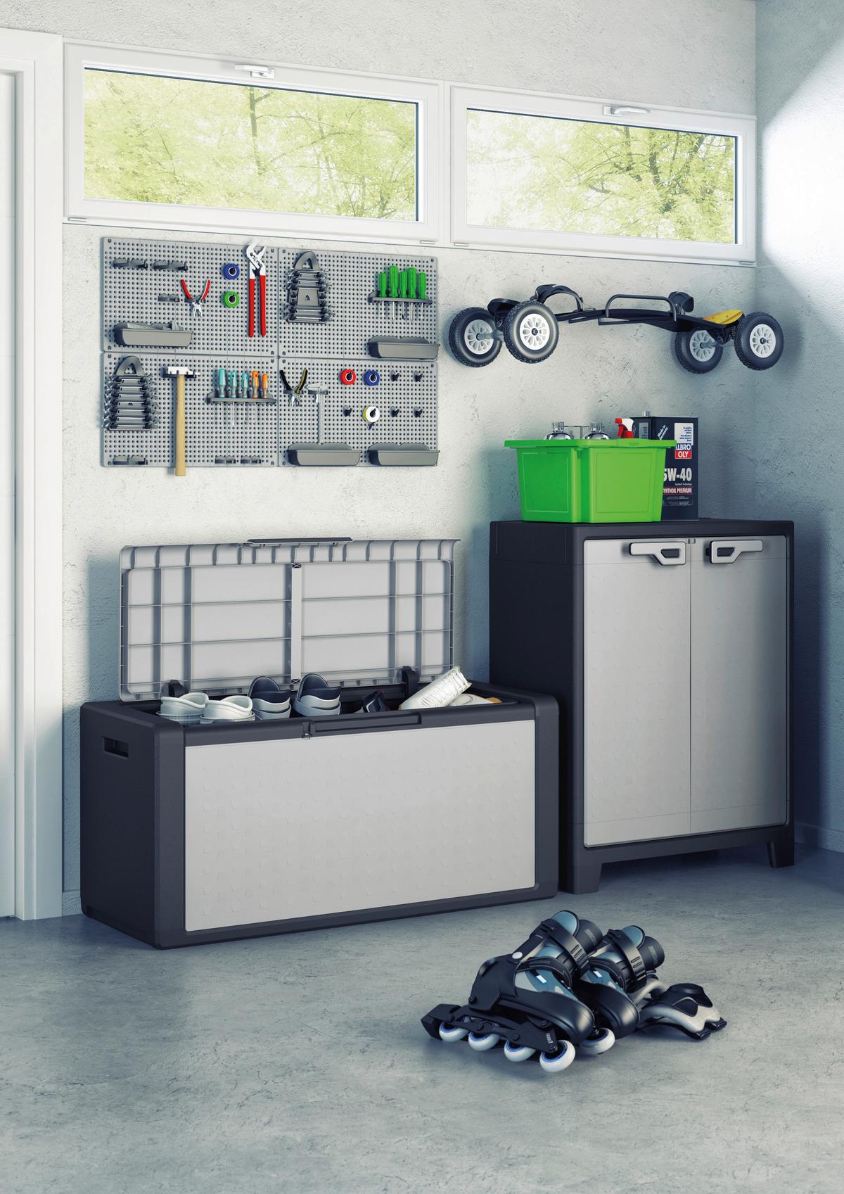 Kissenbox wasserdicht Titan 118x55x49 cm 300 L Grau - Schwarz/Grau, Basics, Kunststoff (118/55/49cm) - Keter