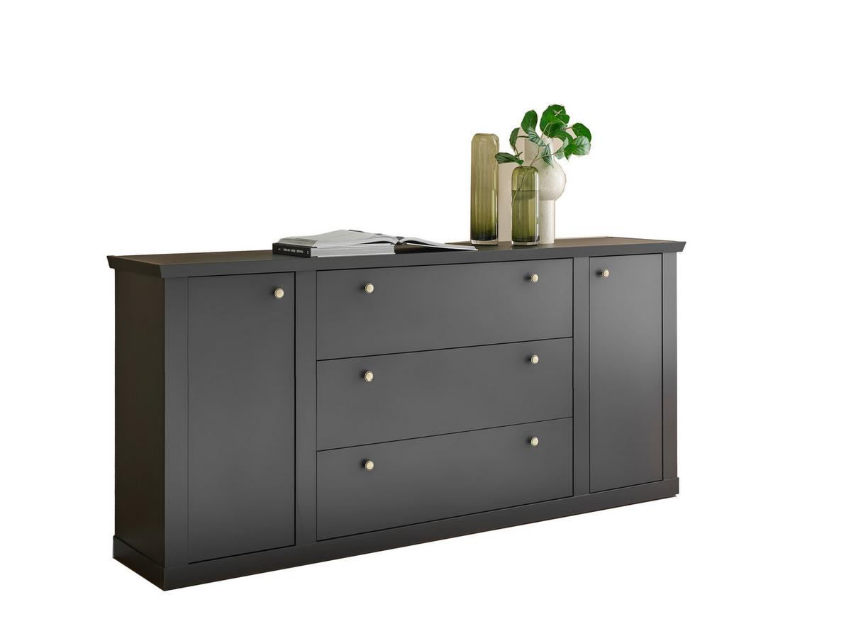 Sideboard Lincoln Schwarz/Eichefarben B: 205cm - Eichefarben/Schwarz, Design, Holzwerkstoff (205/92/42cm) - MID.YOU