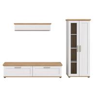 Wohnwand Verona Lärchefarben /Eiche Dekor B: 240cm - Lärchefarben/Schwarz, Design, Holzwerkstoff (240/161/40cm) - Livetastic