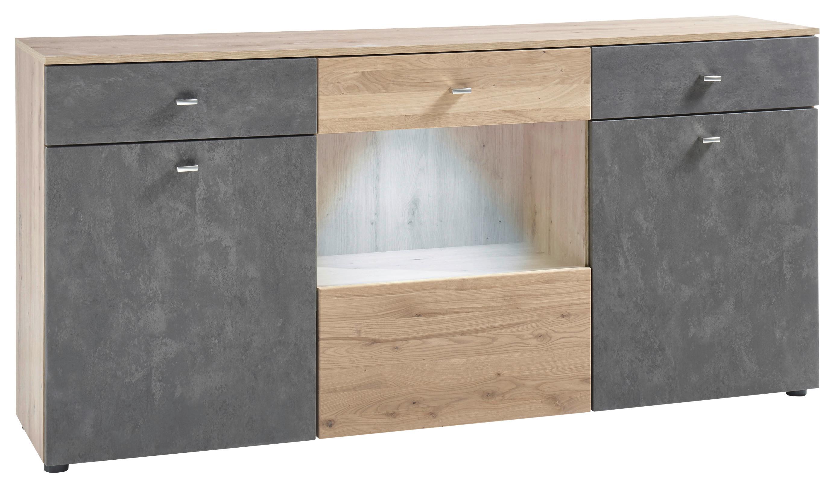 Komoda TREND - sivá/farba duba, Design, kompozitné drevo/plast (174/84/38cm) - MID.YOU