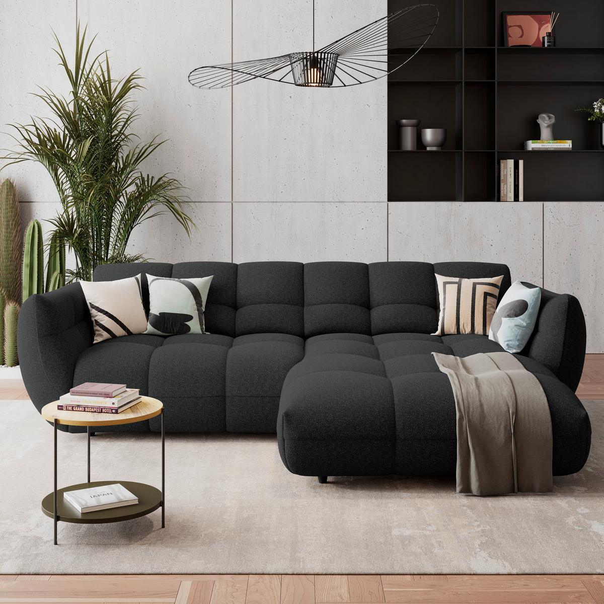 Ecksofa Panda Chenille schwarz, 280x178cm - Schwarz, Trend, Textil (280/178cm)