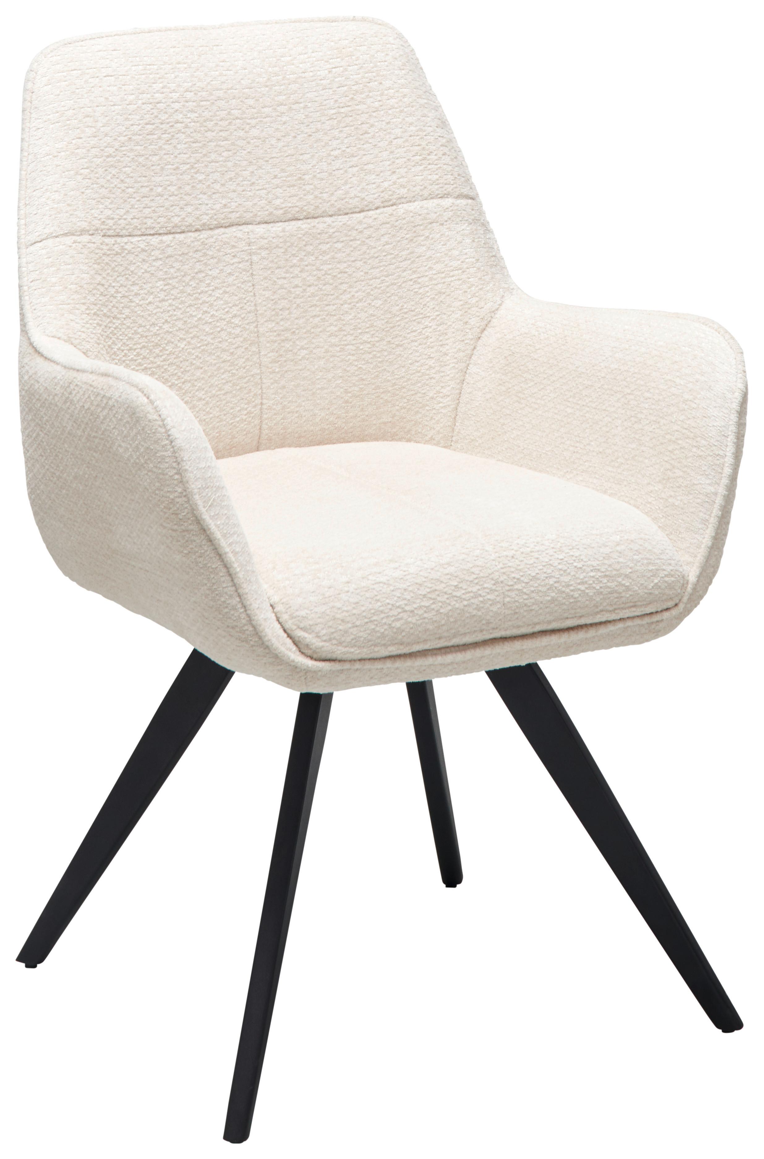 Armlehnstuhl Kimberly Beige/Schwarz Gepolstert - Beige/Schwarz, LIFESTYLE, Textil/Metall (57/84/60cm) - MID.YOU