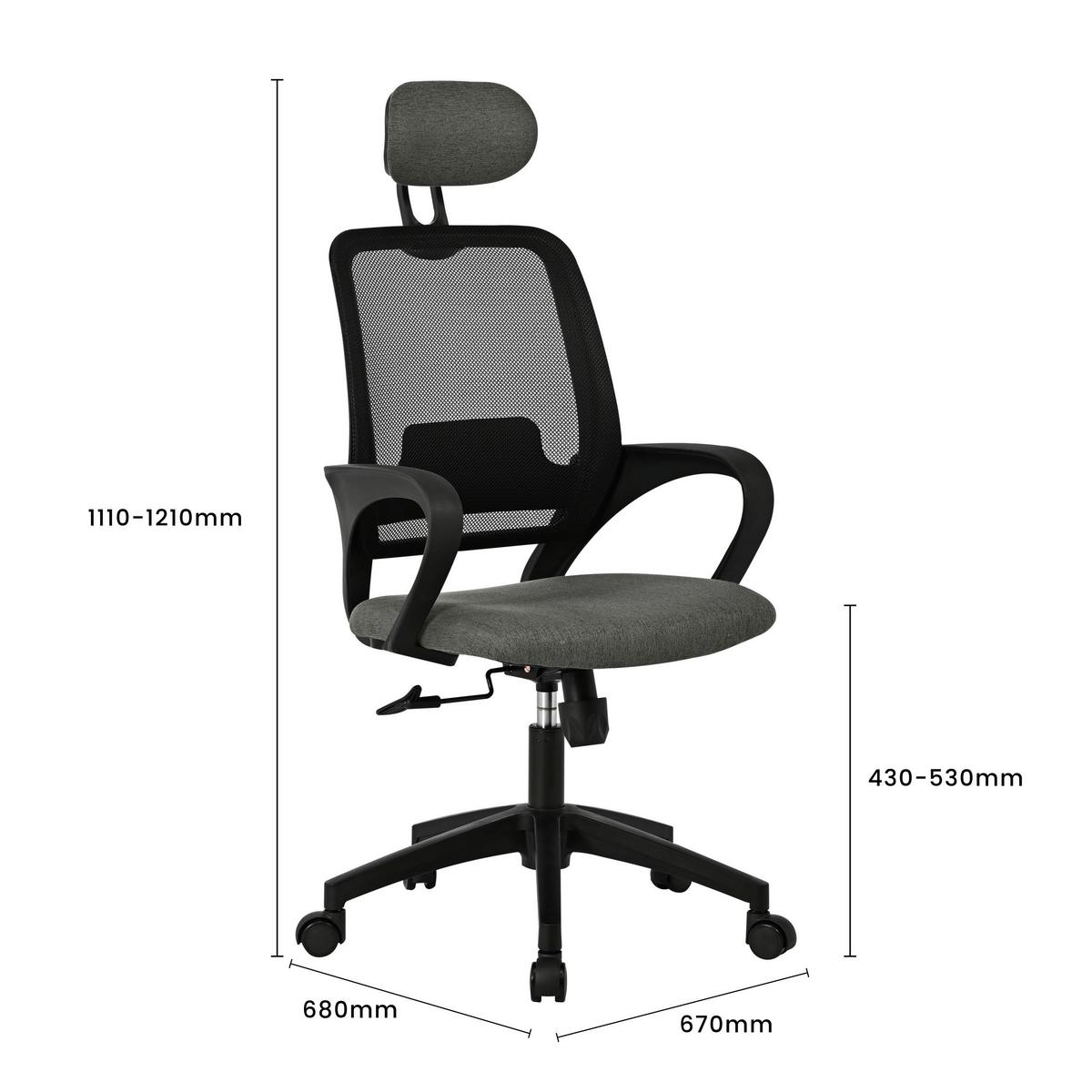 Drehstuhl Billy 2 Grau/schwarz B: 67 Cm - Schwarz/Grau, MODERN, Kunststoff/Textil (67/121/66cm)