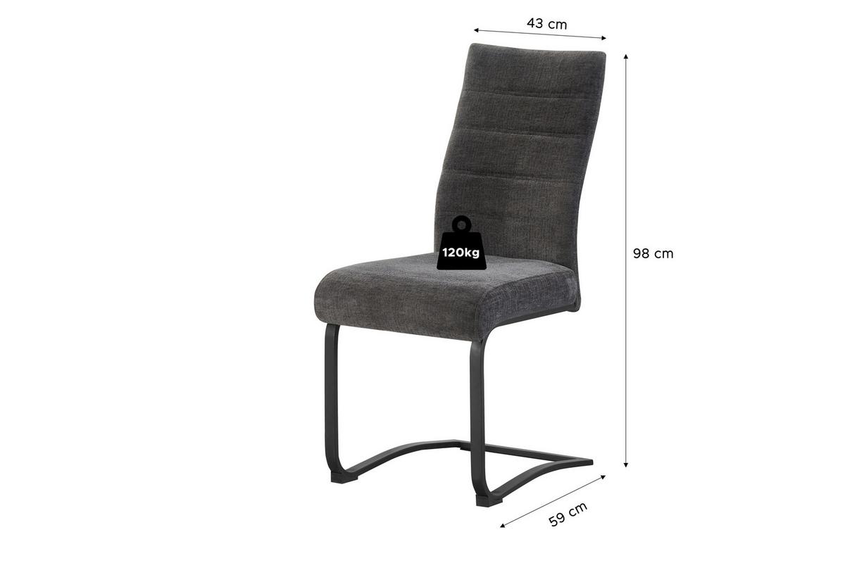 Schwingstuhl-Set Leni Anthrazit B: 43 cm - Anthrazit/Schwarz, MODERN, Textil/Metall (43/98/59cm) - MID.YOU