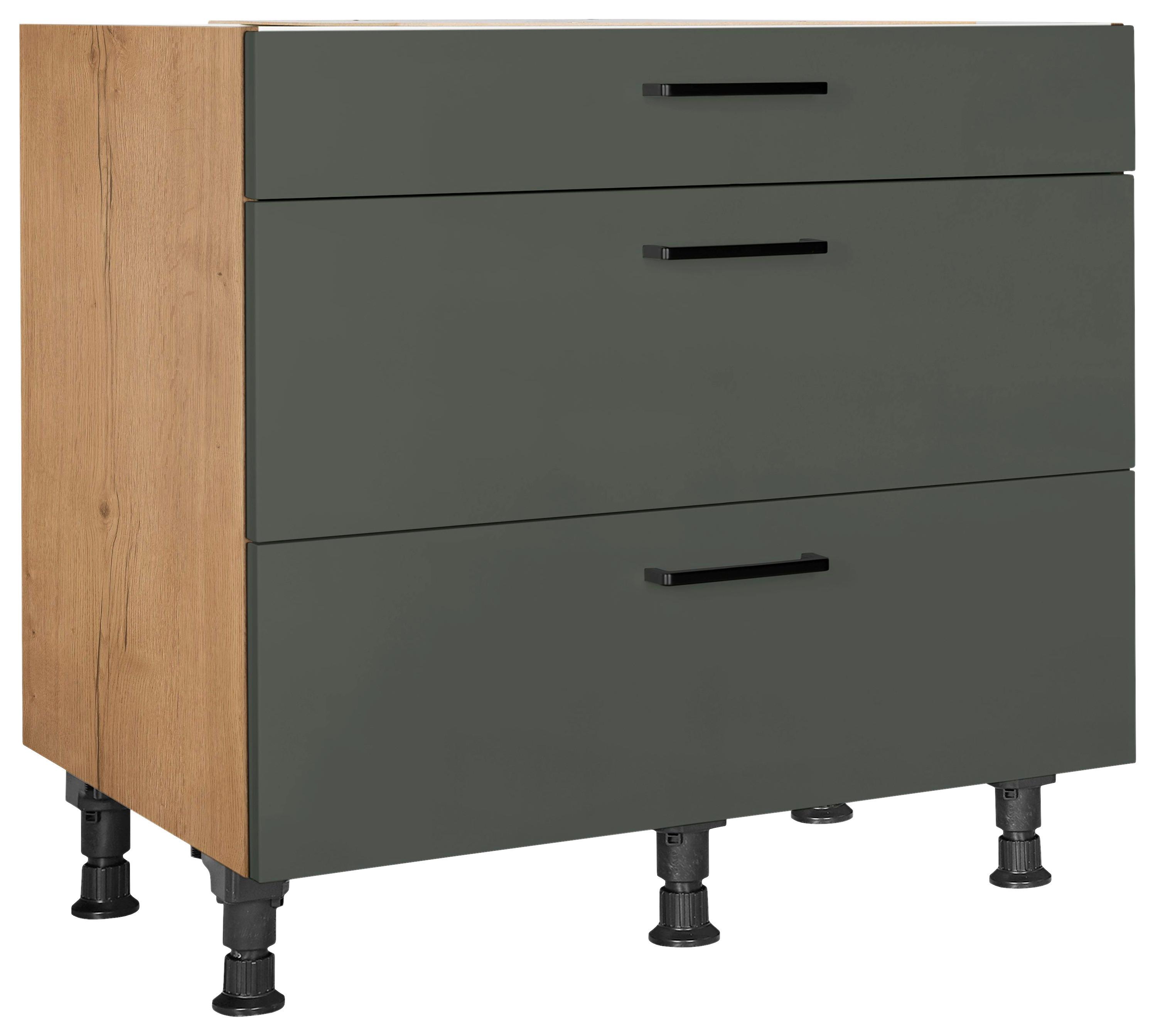 Schubkastenunterschrank Easytouch - Eichefarben/Grün, MODERN, Holzwerkstoff (90/87/56cm) - Nobilia