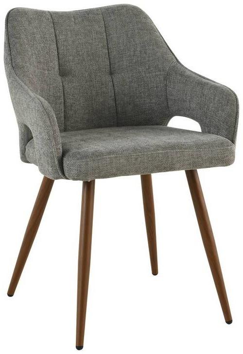 Armlehnstuhl Jamie - Walnussfarben/Grau, LIFESTYLE, Holz/Textil (55/80/60cm) - MID.YOU