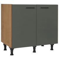 Spülenunterschrank Easytouch - Eichefarben/Grün, MODERN, Holzwerkstoff (90/87/56cm) - Nobilia