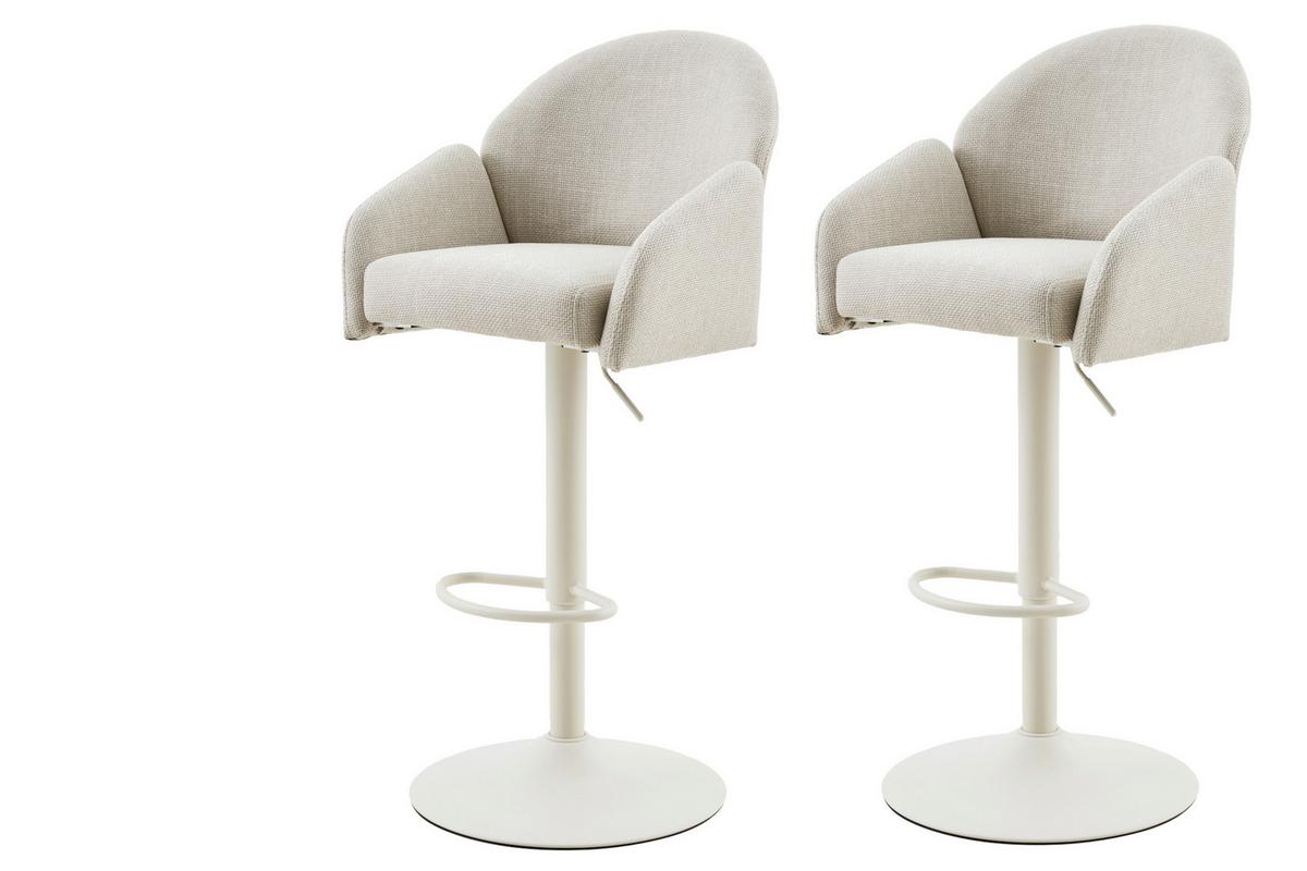 Barhocker-Set Holly H 2er-Set - Beige/Creme, MODERN, Textil/Metall (51,5/96-117/53cm) - MID.YOU
