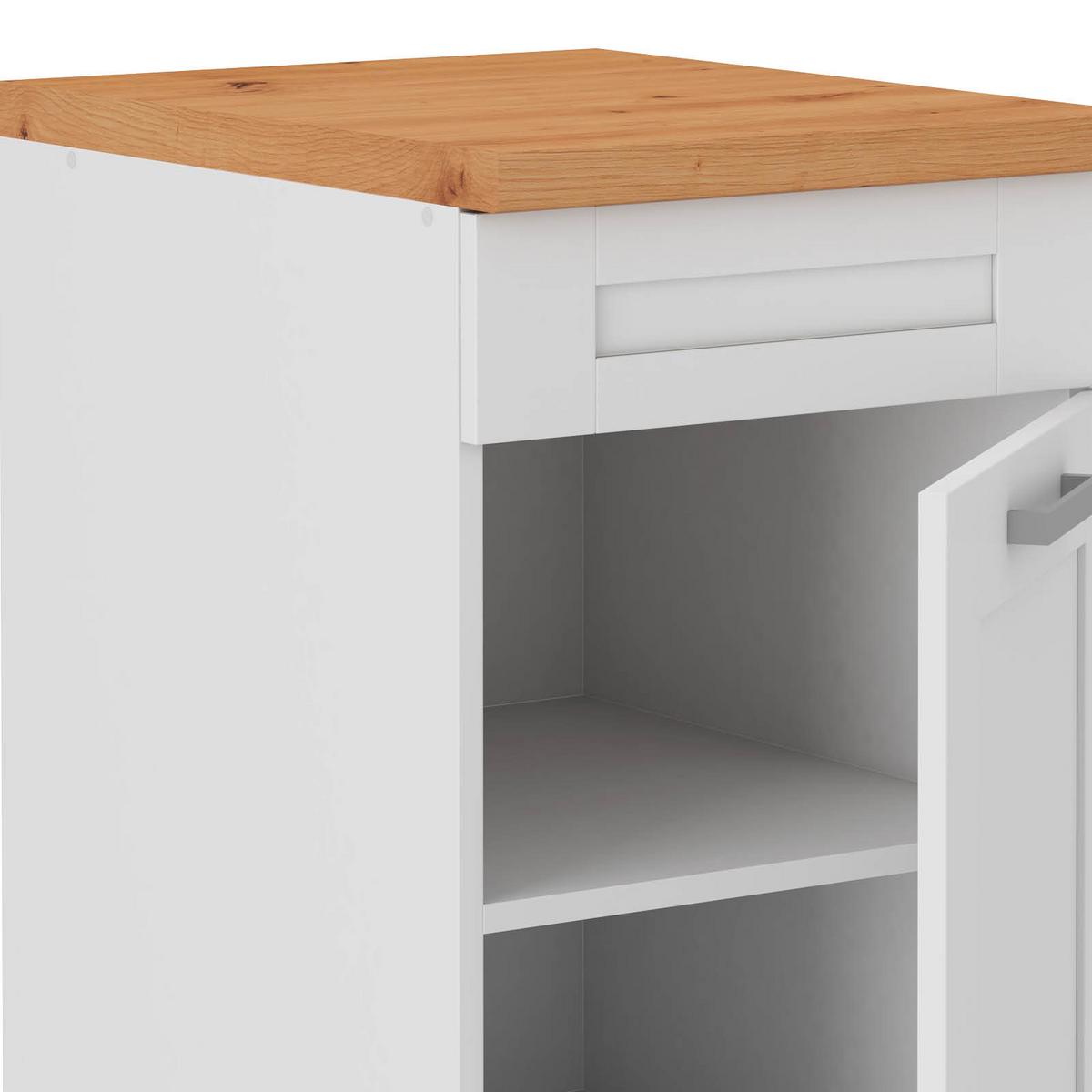 Spülenschrank Luisa B: 50 Cm Weiß Mit Arbeitsplatte - Weiß/Eiche Artisan, ROMANTIK / LANDHAUS, Holzwerkstoff (50/86cm)