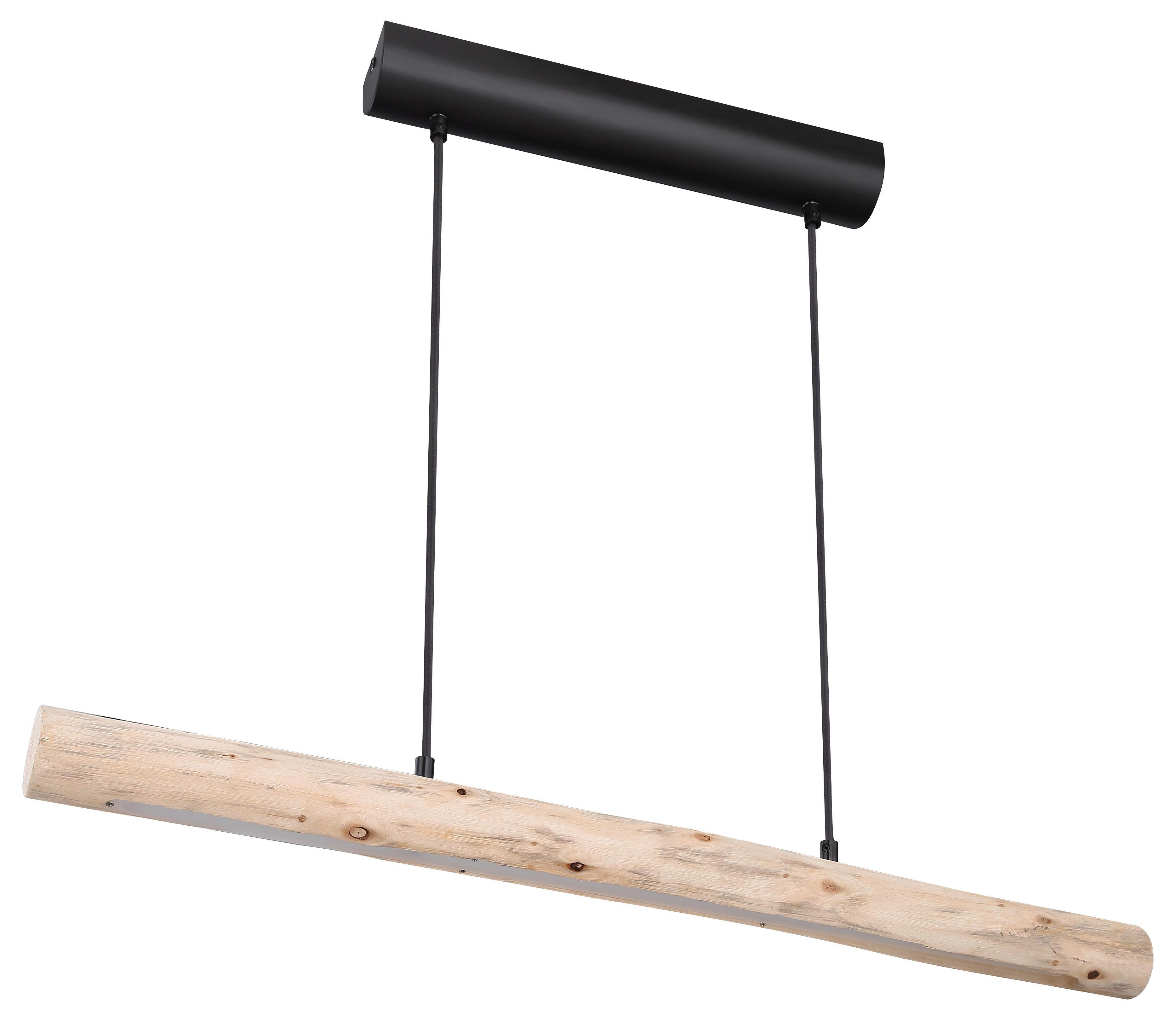 Hängeleuchte Mella - Schwarz/Naturfarben, Basics, Holz/Metall (80/7/150cm)