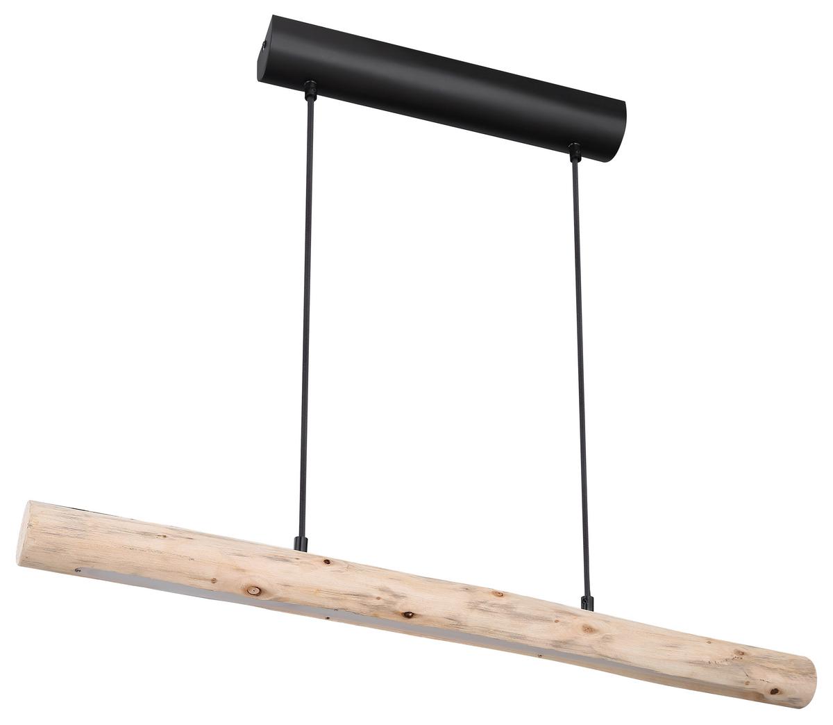 Hängeleuchte Mella H: 150 cm 1-Flammig - Schwarz/Naturfarben, Basics, Holz/Metall (80/7/150cm) - Globo