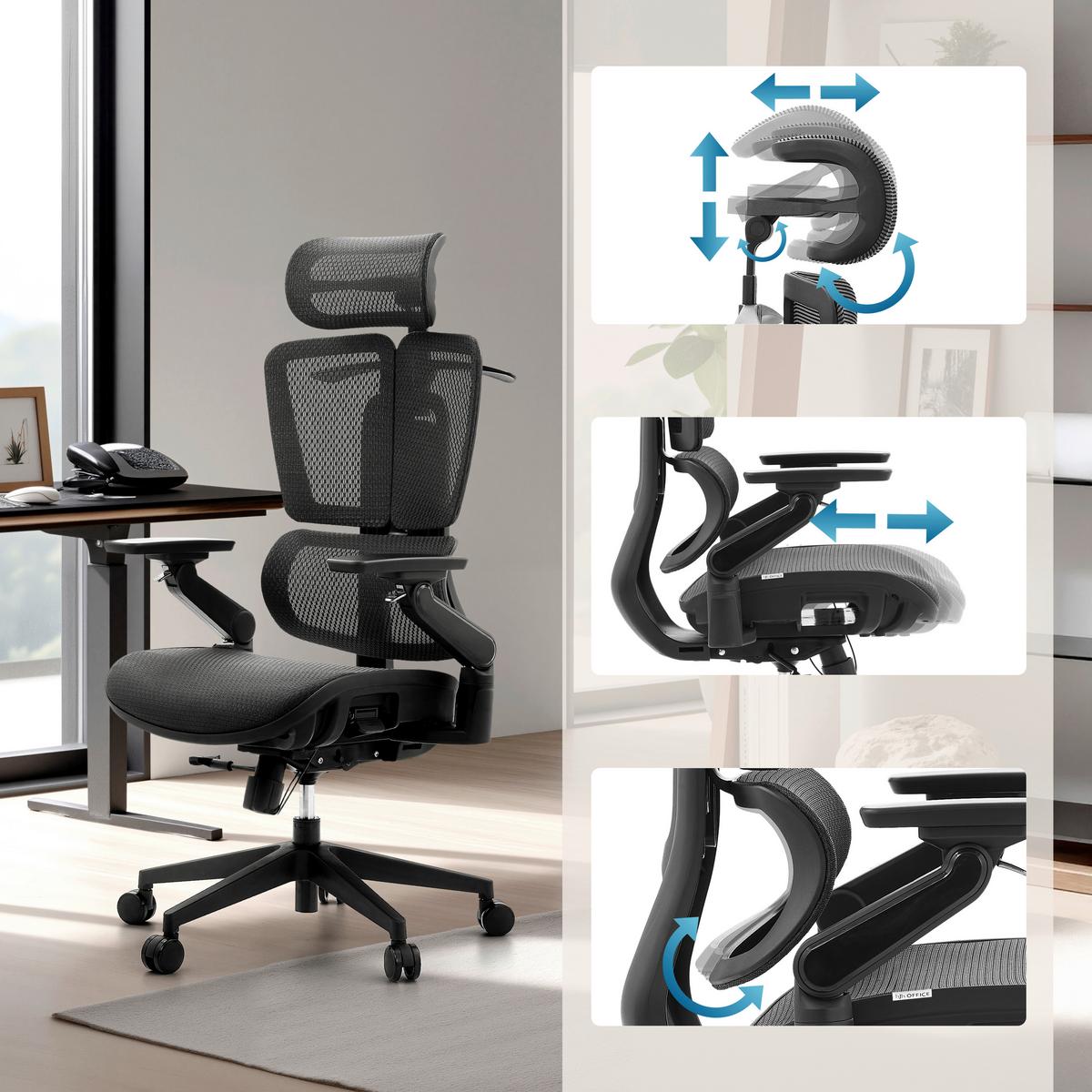 DREHSTUHL Ergo U2 Pro Schwarz B: 68cm - Silberfarben/Schwarz, MODERN, Kunststoff/Textil (68/113/67cm) - MID.YOU