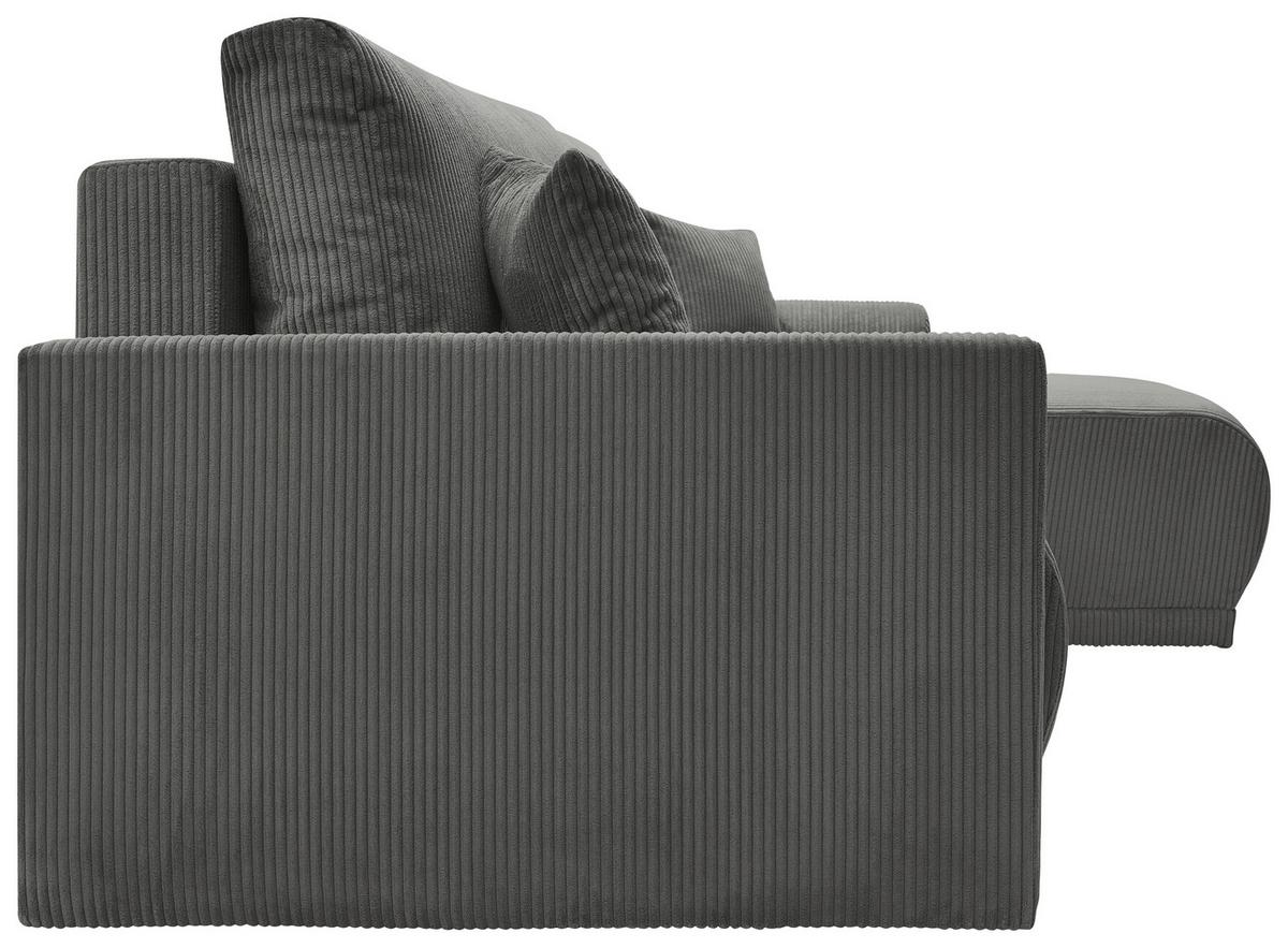 Rohová sedačka KIM L146, obojstr., tmavosivý menčester - tmavosivá, Modern, drevo (233/146cm)
