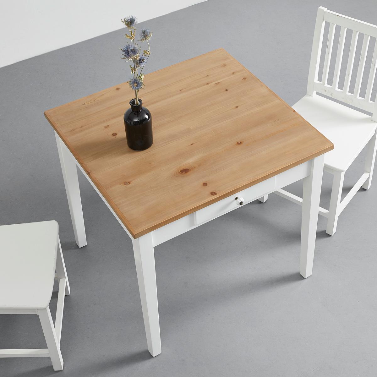 Jídelní stůl CAMDEN 80 - bílá/barvy borovice, Design, dřevo (80/79/86cm) - Bessagi Home