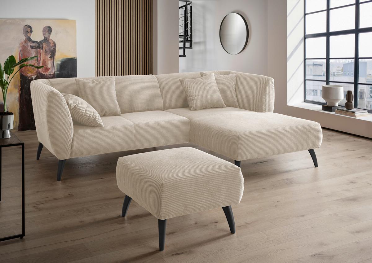 Ecksofa Colori Beige S: 264/160 Cm - Beige/Schwarz, MODERN, Holz/Textil (264/160cm) - MID.YOU