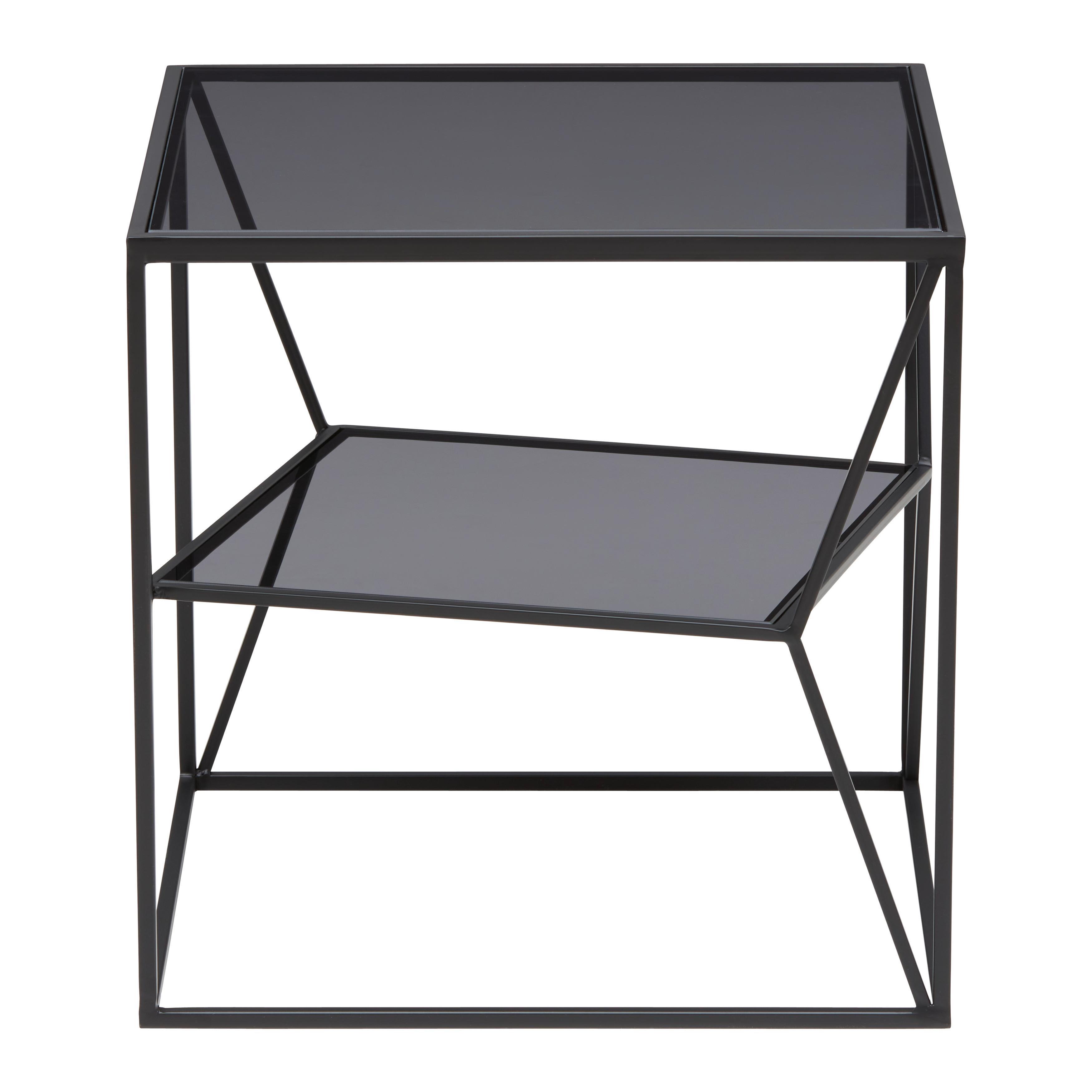 Príručný stolík ANGEL - čierna/sivá, Modern, kov/sklo (45/45/45cm) - Premium Living