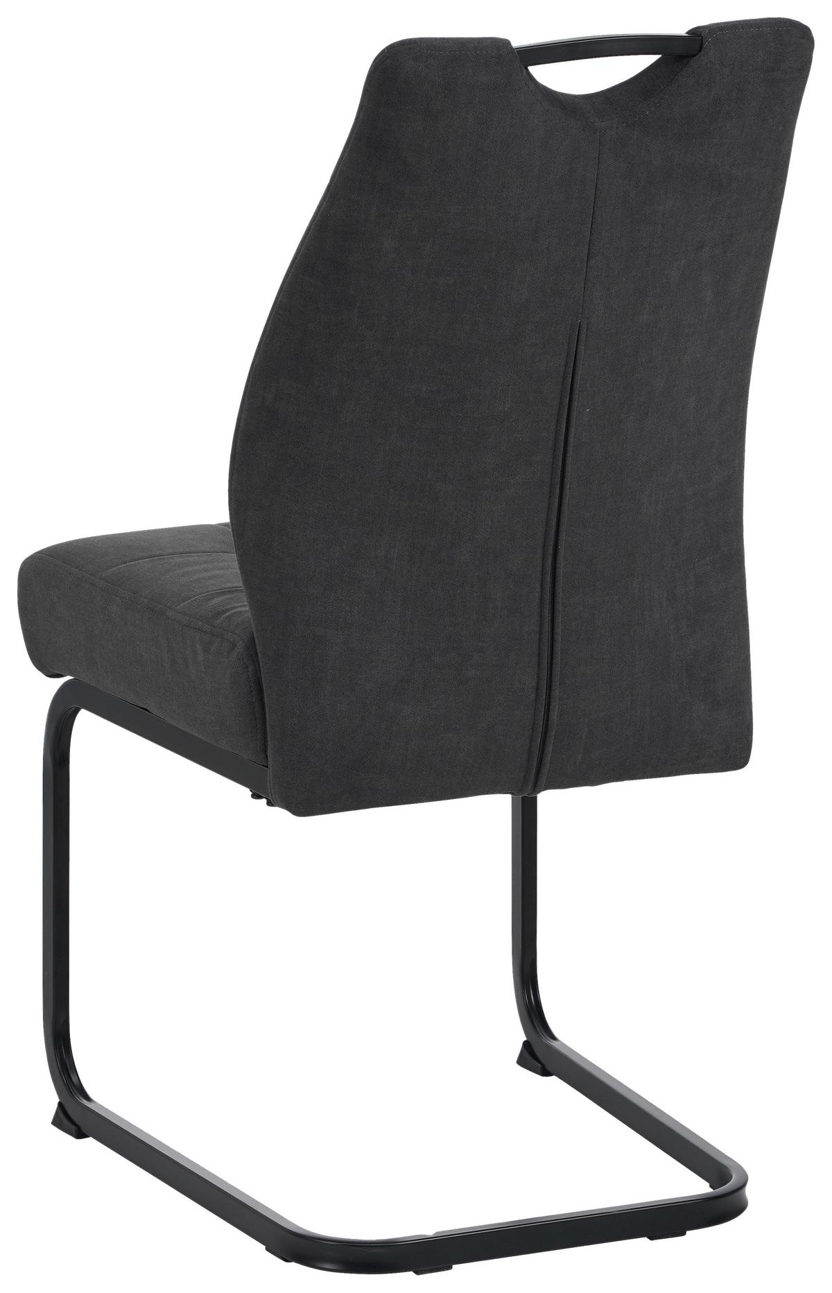 Schwingstuhl Felice Webstoff Grau, B: 46 cm - Schwarz/Grau, KONVENTIONELL, Textil/Metall (46/96/61,5cm) - MID.YOU