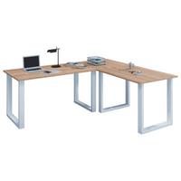 Sarokíróasztal Lona - Sonoma tölgy/fehér, Modern, faalapú anyag/fém (130/130/76cm) - MID.YOU