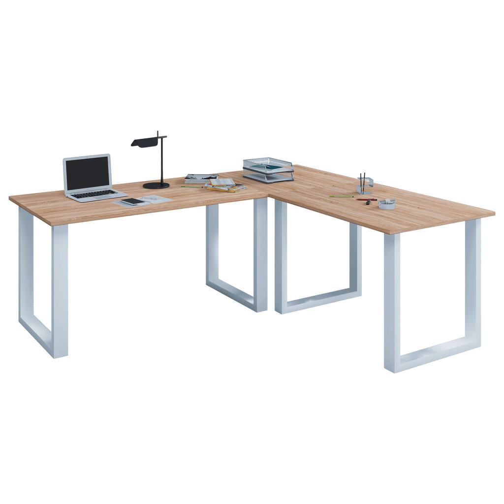 Eckschreibtisch Lona 130x130cm Weiß/Eiche