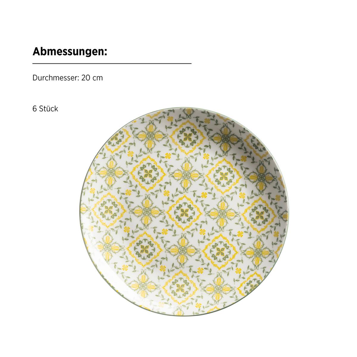 Tellerset 18 -Teilig. Keramik, Porzellan - Gelb/Weiß, Basics, Keramik - Mäser