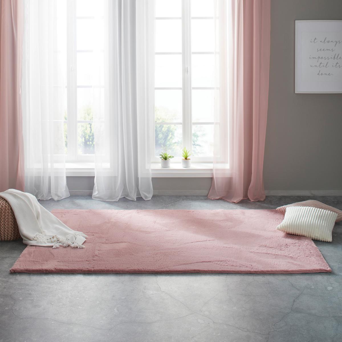 UMELÁ KOŽUŠINA Caroline 3, 160/220cm, ružová - staroružová, textil (160/220cm) - Mömax