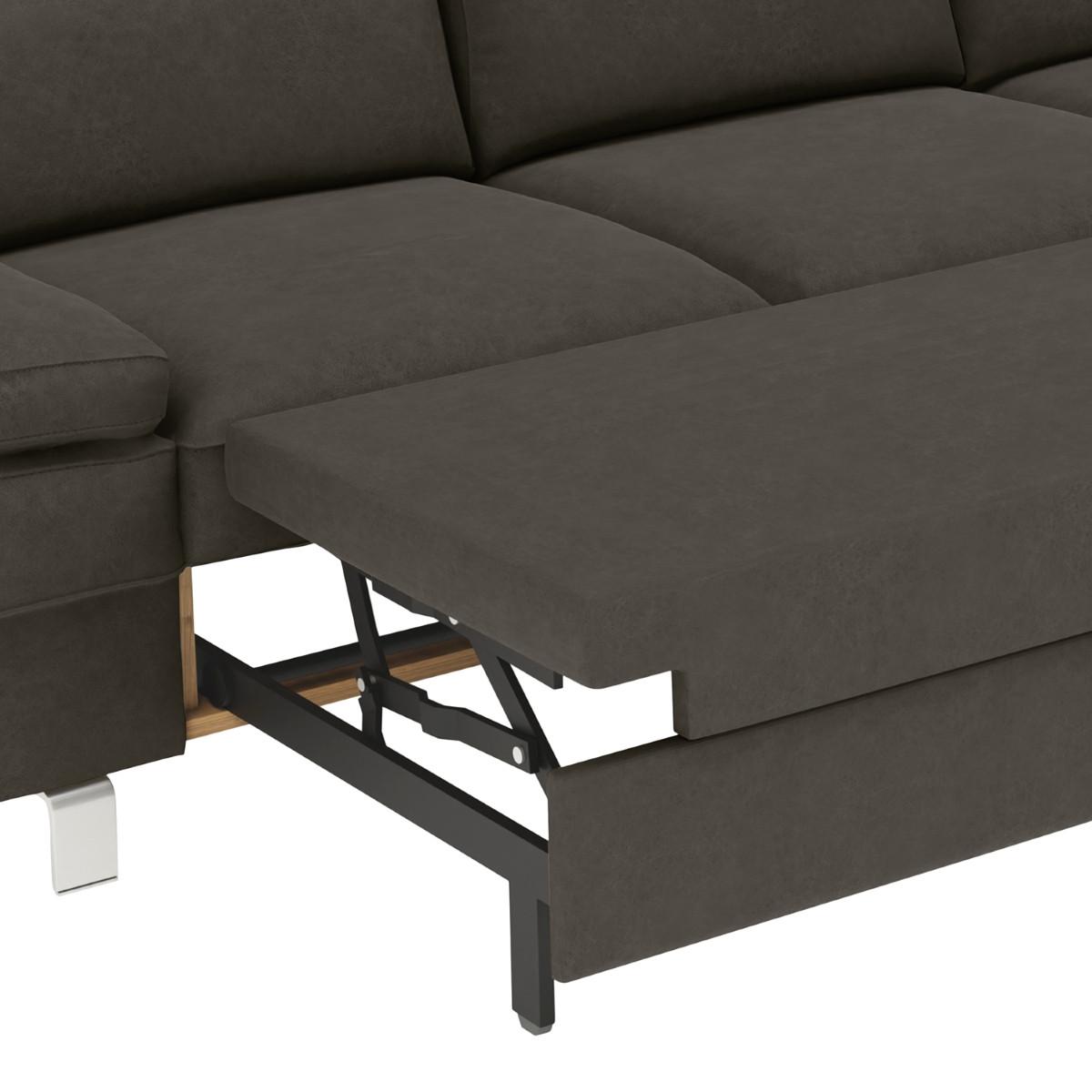 Ecksofa Elvis, Anthrazit S: 259x182 Cm - Anthrazit/Silberfarben, KONVENTIONELL, Textil (259/182cm) - Trendmanufaktur