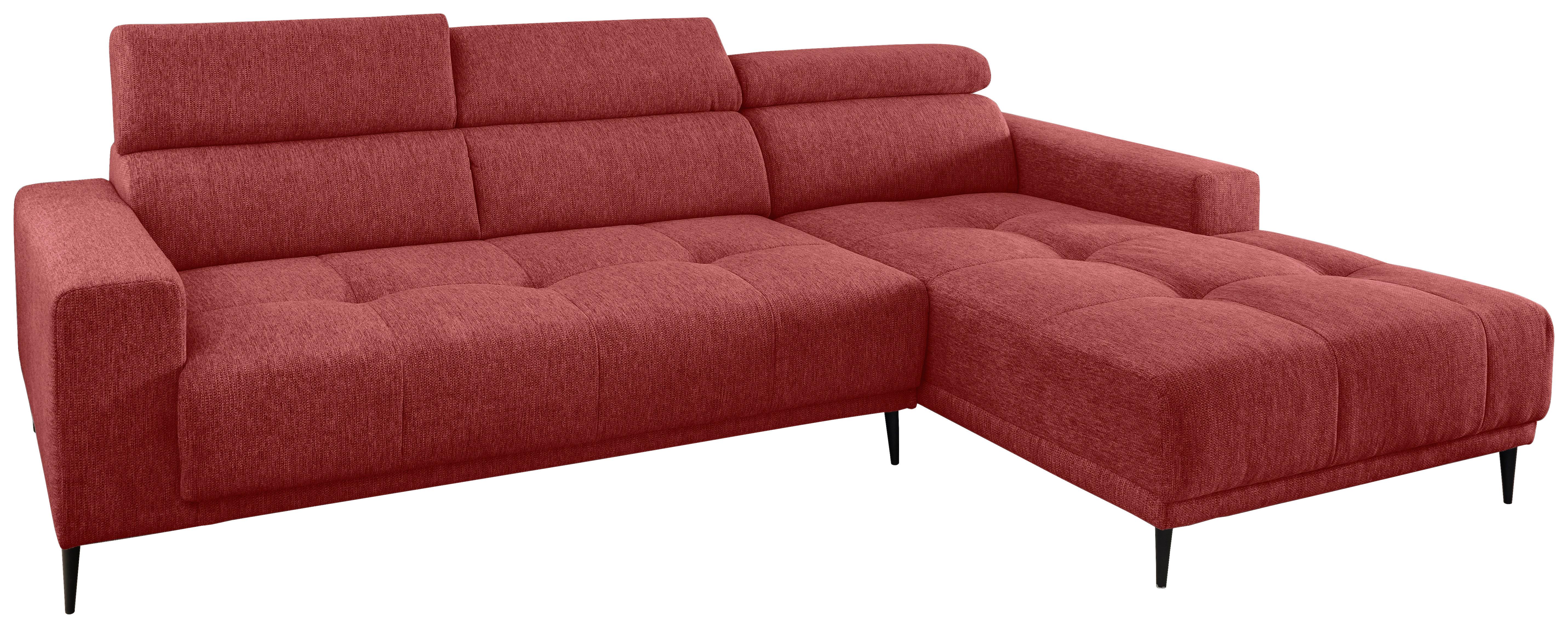 Ecksofa Intera, Rot S: 276x188 Cm - Rot/Schwarz, KONVENTIONELL, Textil (276/188cm) - Livetastic