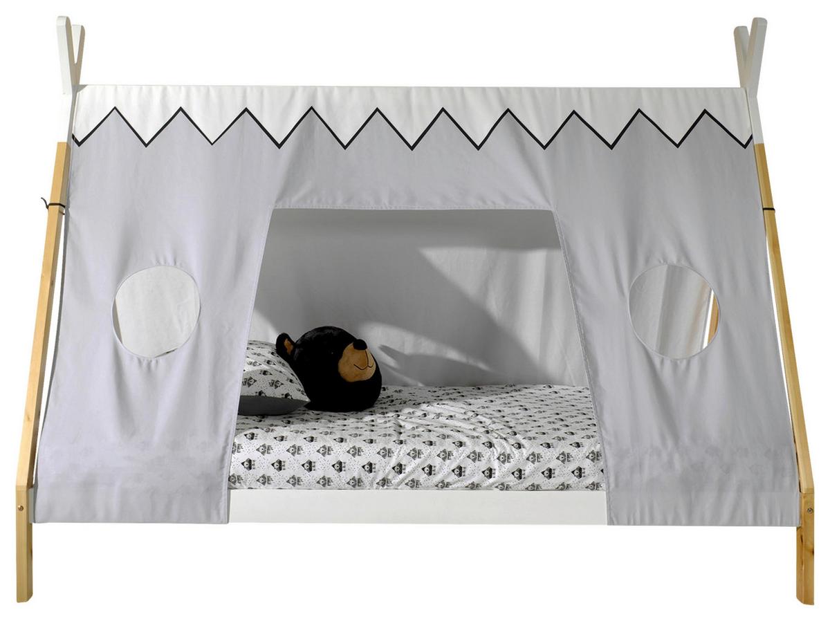 Hausbett Tipi Weiß Lackiert 90x200cm - Weiß/Kieferfarben, MODERN, Holz (90/200cm) - MID.YOU