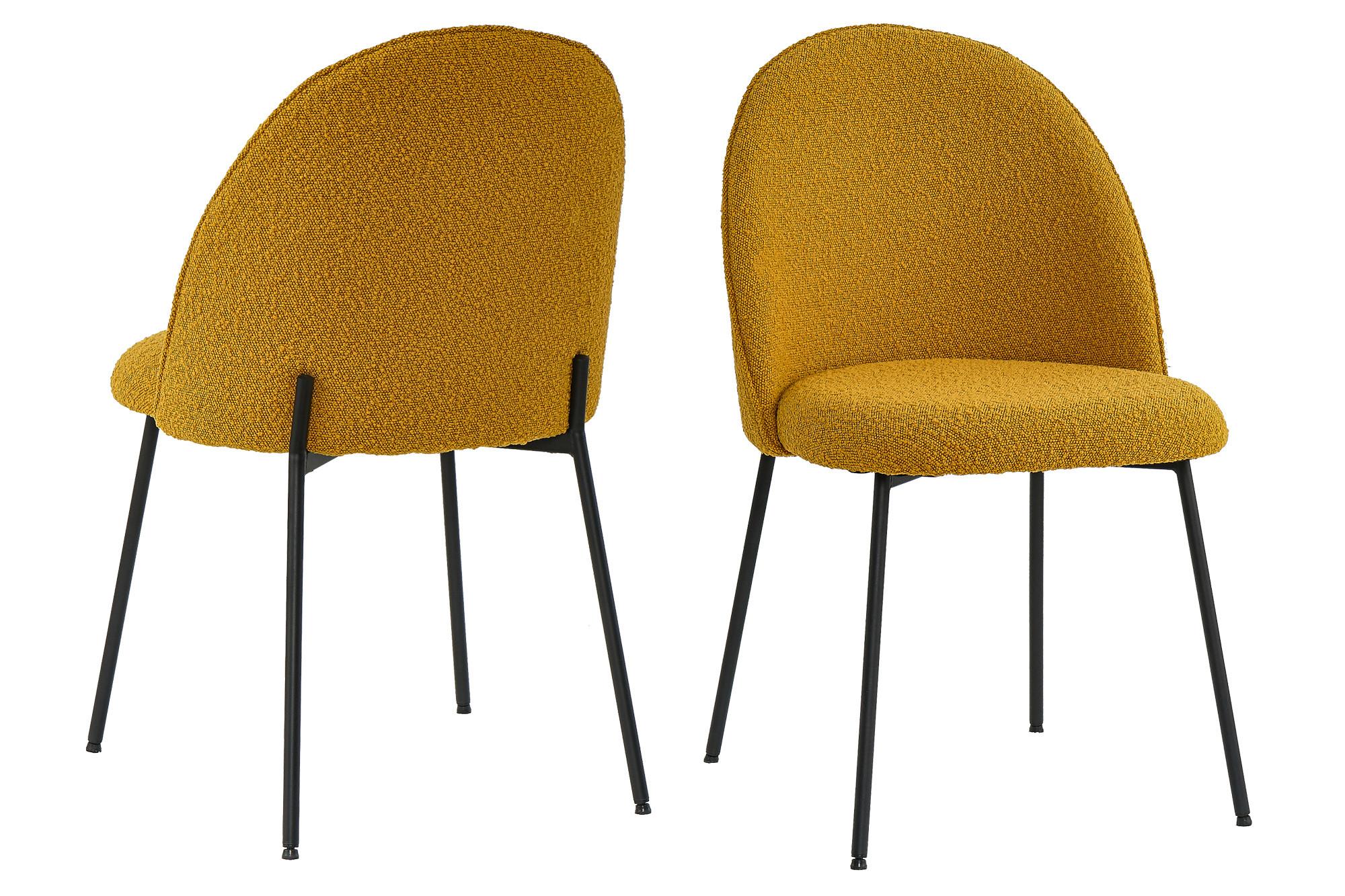 STUHL-SET Schwarz/Currygelb 2-teilig - Currygelb/Schwarz, MODERN, Textil/Metall (49,5/84/47,5cm) - MID.YOU