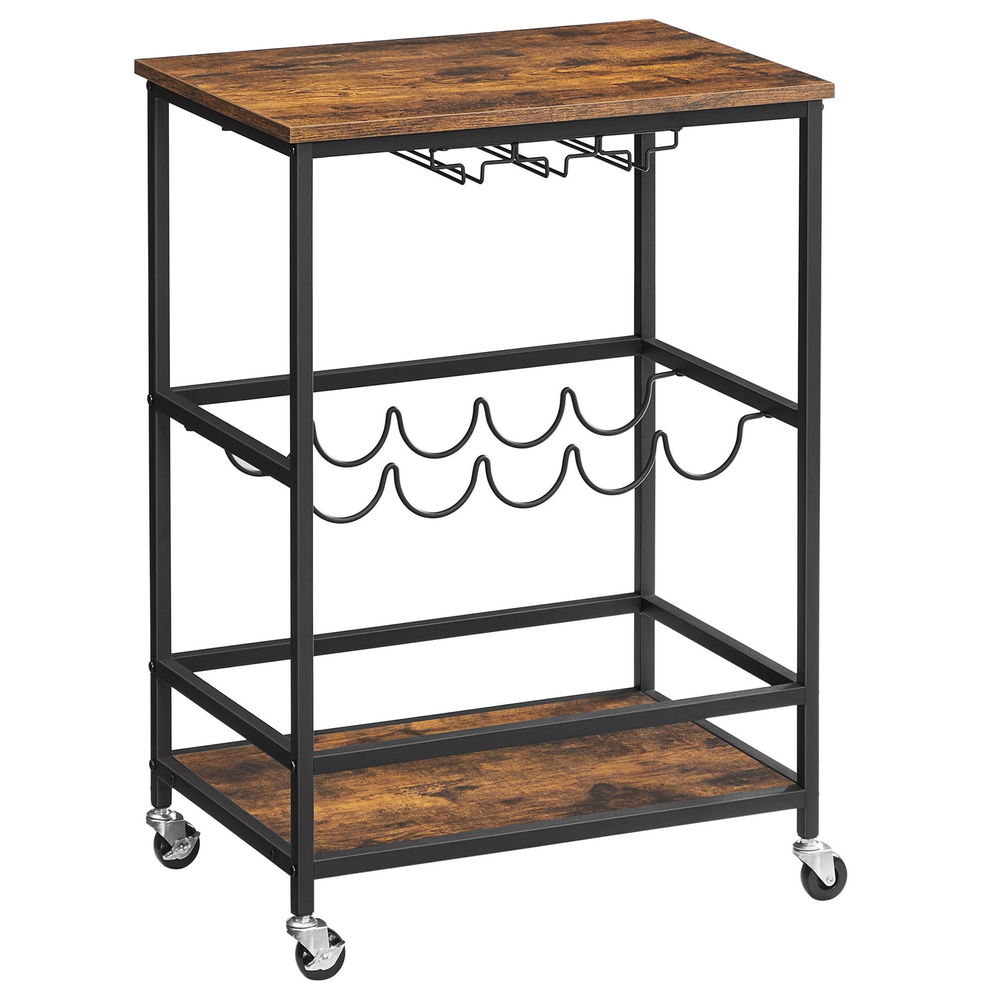 Servierwagen Schwarz, Dunkelbraun B: 60 cm - Dunkelbraun/Schwarz, Trend, Holzwerkstoff/Metall (60/82/40cm) - MID.YOU