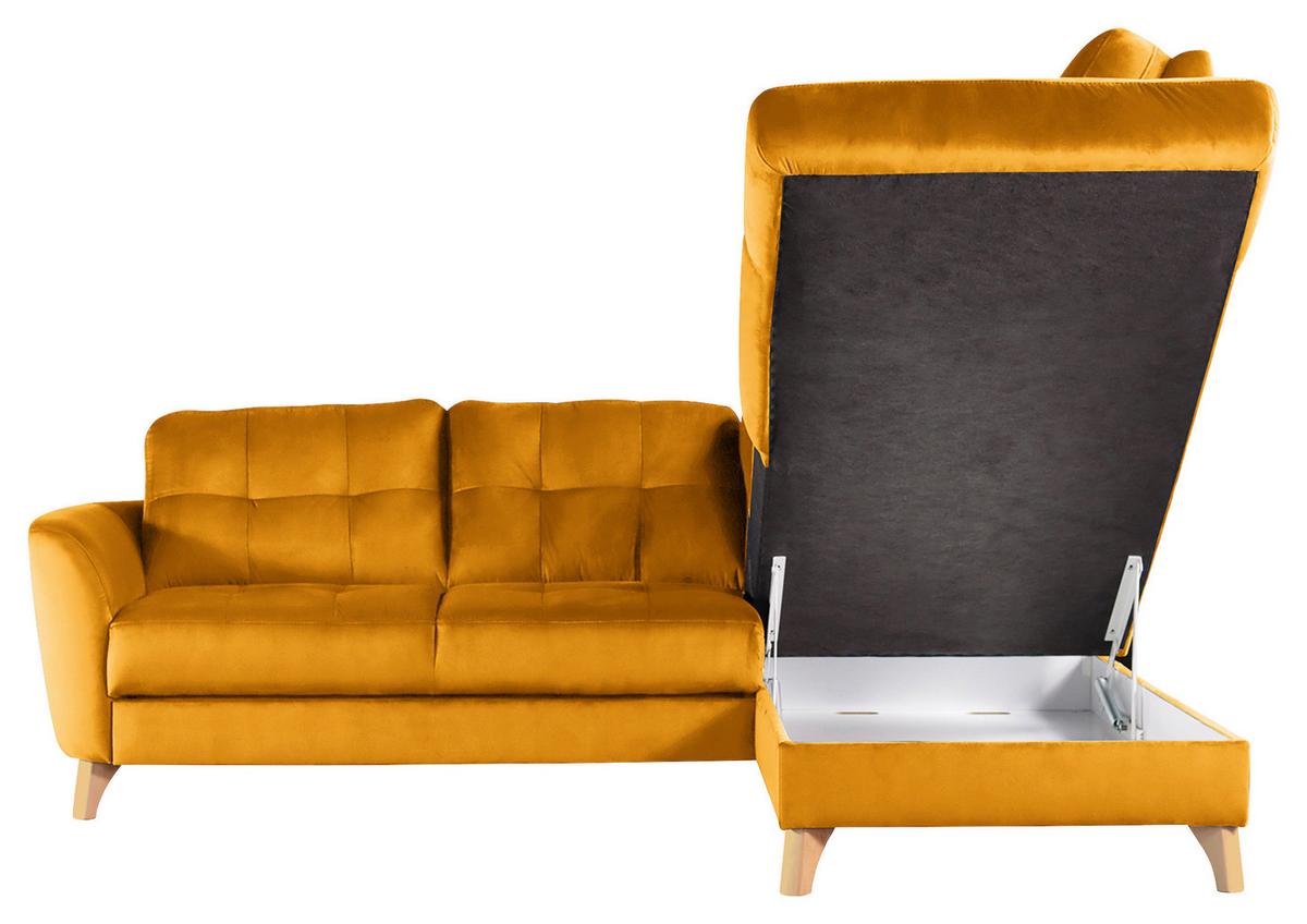 Ecksofa Nordic, Gelb S: 236x190 cm - Gelb/Buchefarben, Design, Textil (236/190cm) - Livetastic