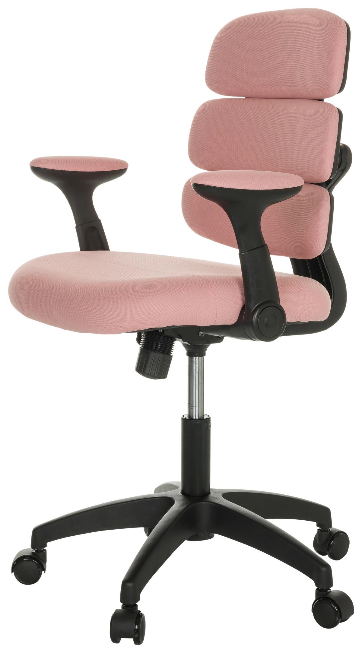 Jugenddrehstuhl Kid Ergolino B mit Armstützen Rosa Bis 100 Kg - Schwarz/Rosa, Basics, Kunststoff/Textil (62/86-97/62cm) - MID.YOU