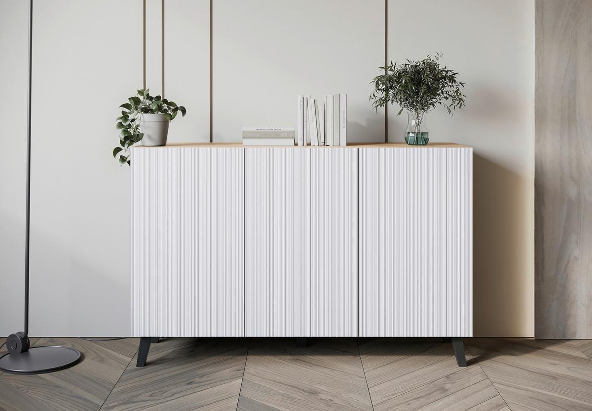 ŠIROKÁ KOMODA SIDEBOARD PHUKET 120 - bílá/černá, Trend, kompozitní dřevo (120/76/39cm) - Livetastic
