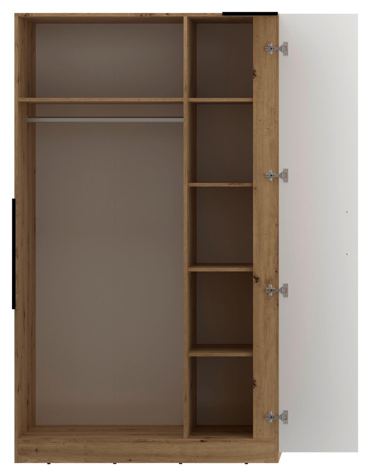 Eckschrank Begehbar Mit Regal 120cm Box, Eiche Dekor/weiß - Weiß/Eiche Artisan, MODERN, Holzwerkstoff (120/205/150cm) - Ondega