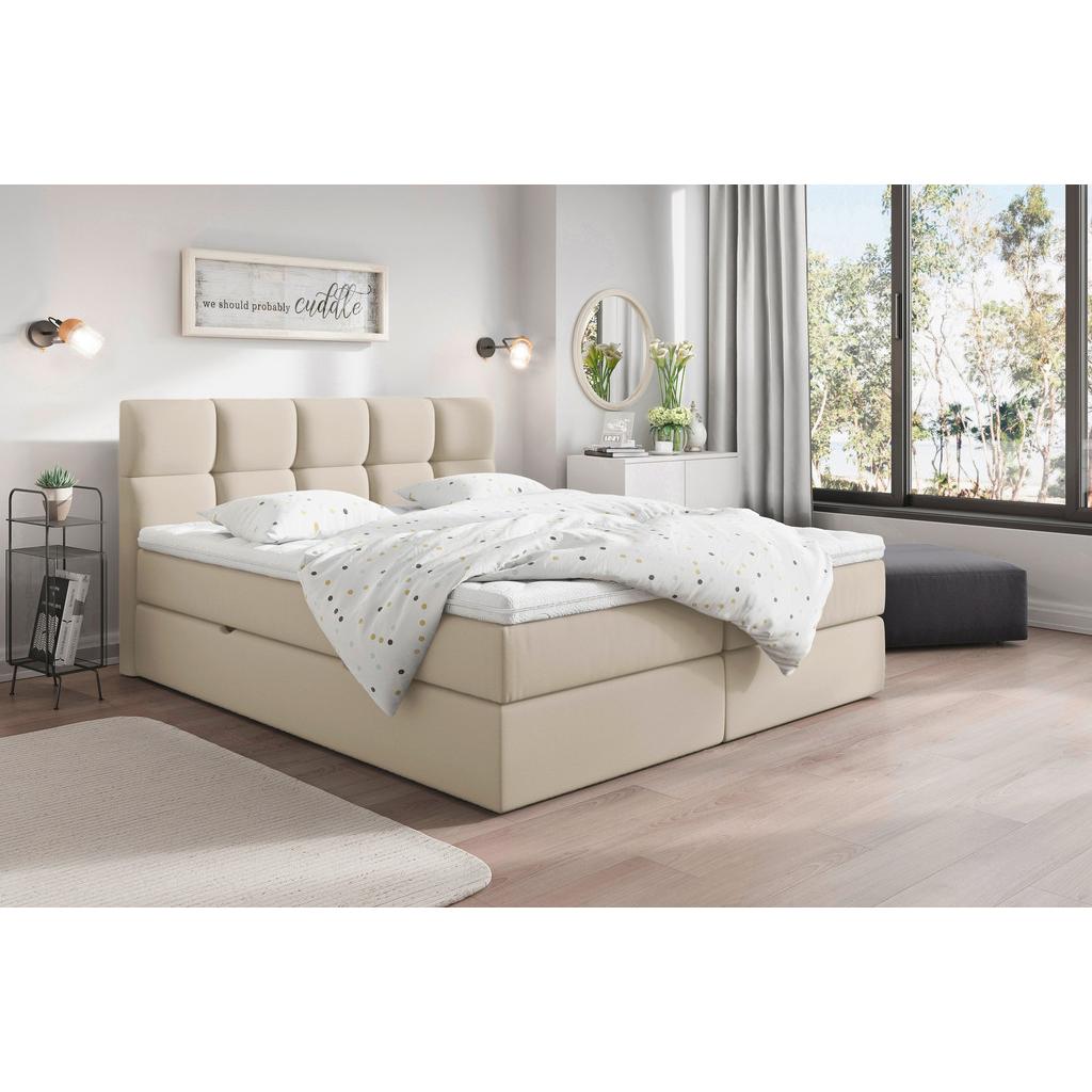 Boxspringbett mit Topper 160x200cm Lorie Cremefarben