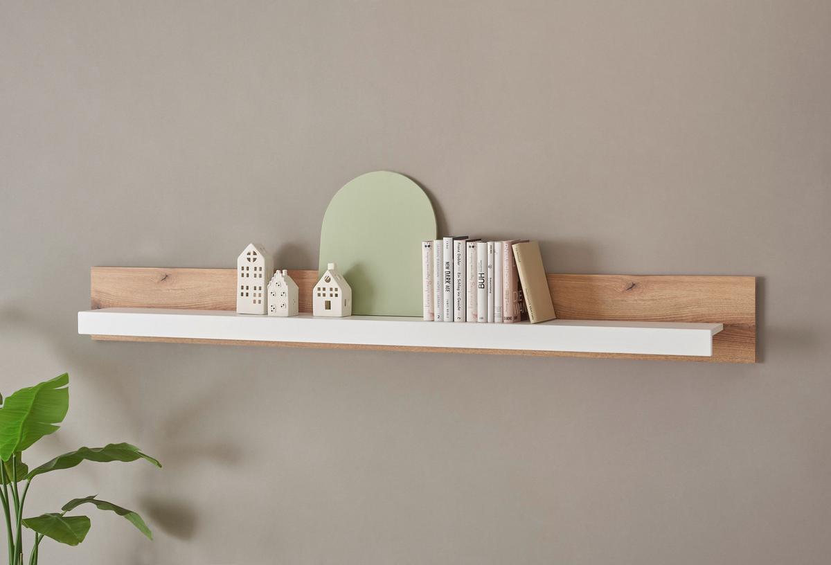 Wandboard Brixen Weiß/Eichefarben B: 198cm - Eichefarben/Weiß, Design, Holzwerkstoff (198/21/20cm) - MID.YOU