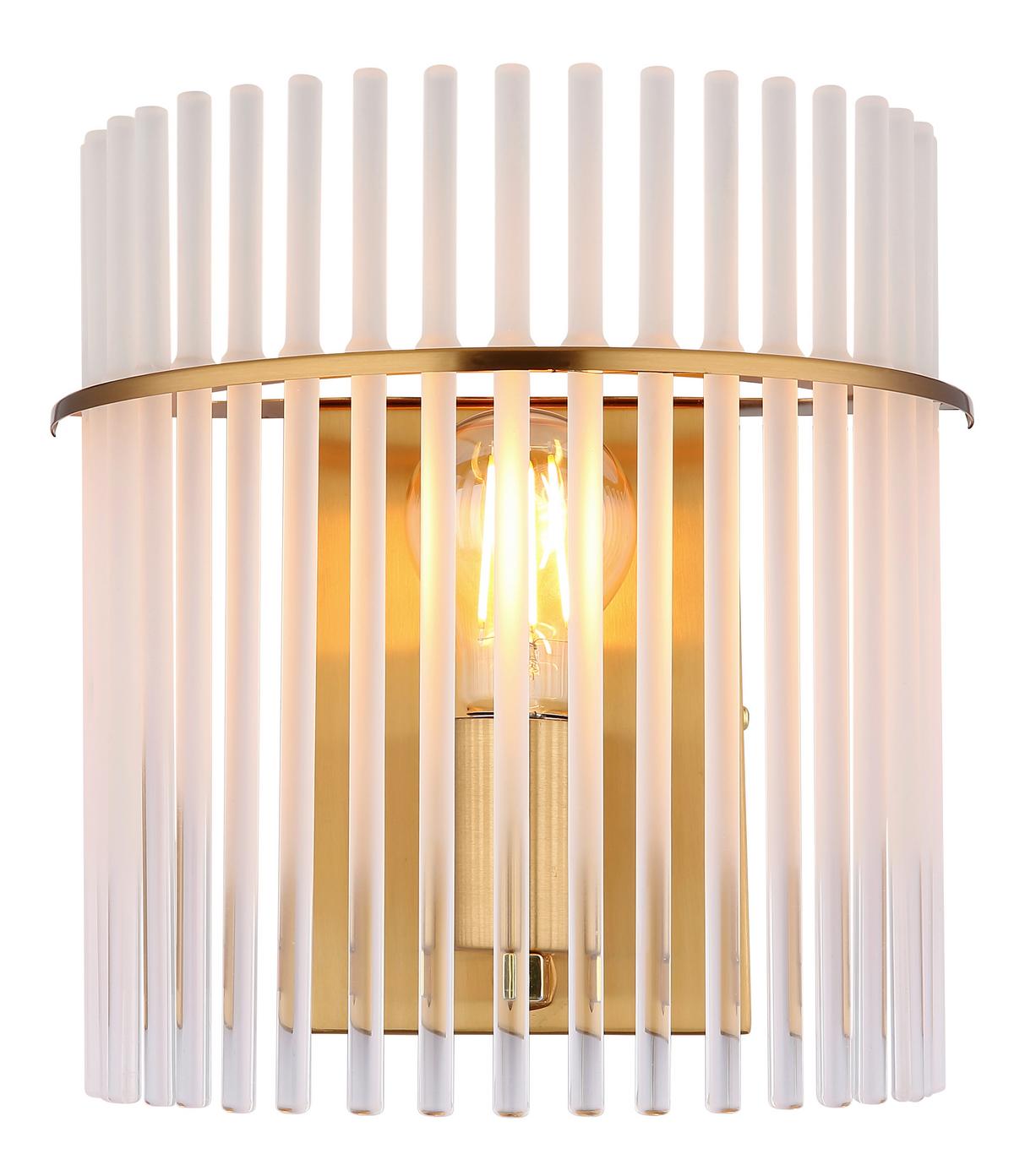 Wandleuchte 15698wm - Klar/Goldfarben, KONVENTIONELL, Glas/Metall (25/12,5/26cm) - Globo