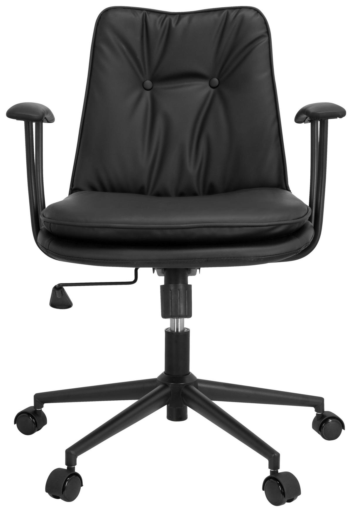 Bürostuhl Smallo Schwarz Lederlook Bis 80 Kg - Schwarz, Basics, Kunststoff/Textil (59/84/59cm) - MID.YOU