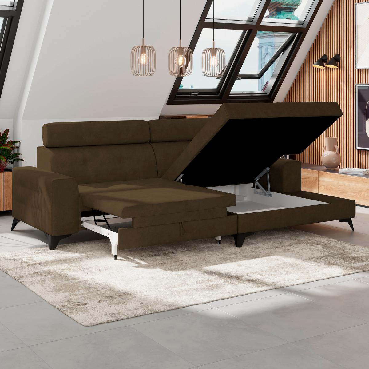 Wohnlandschaft Florida - Schwarz/Grün, MODERN, Holz/Holzwerkstoff (275/175cm)