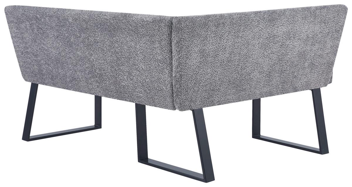 Eckbank Terri Leinenoptik Grau, S: 130x160cm - Schwarz/Grau, KONVENTIONELL, Textil/Metall (130/160cm) - MID.YOU