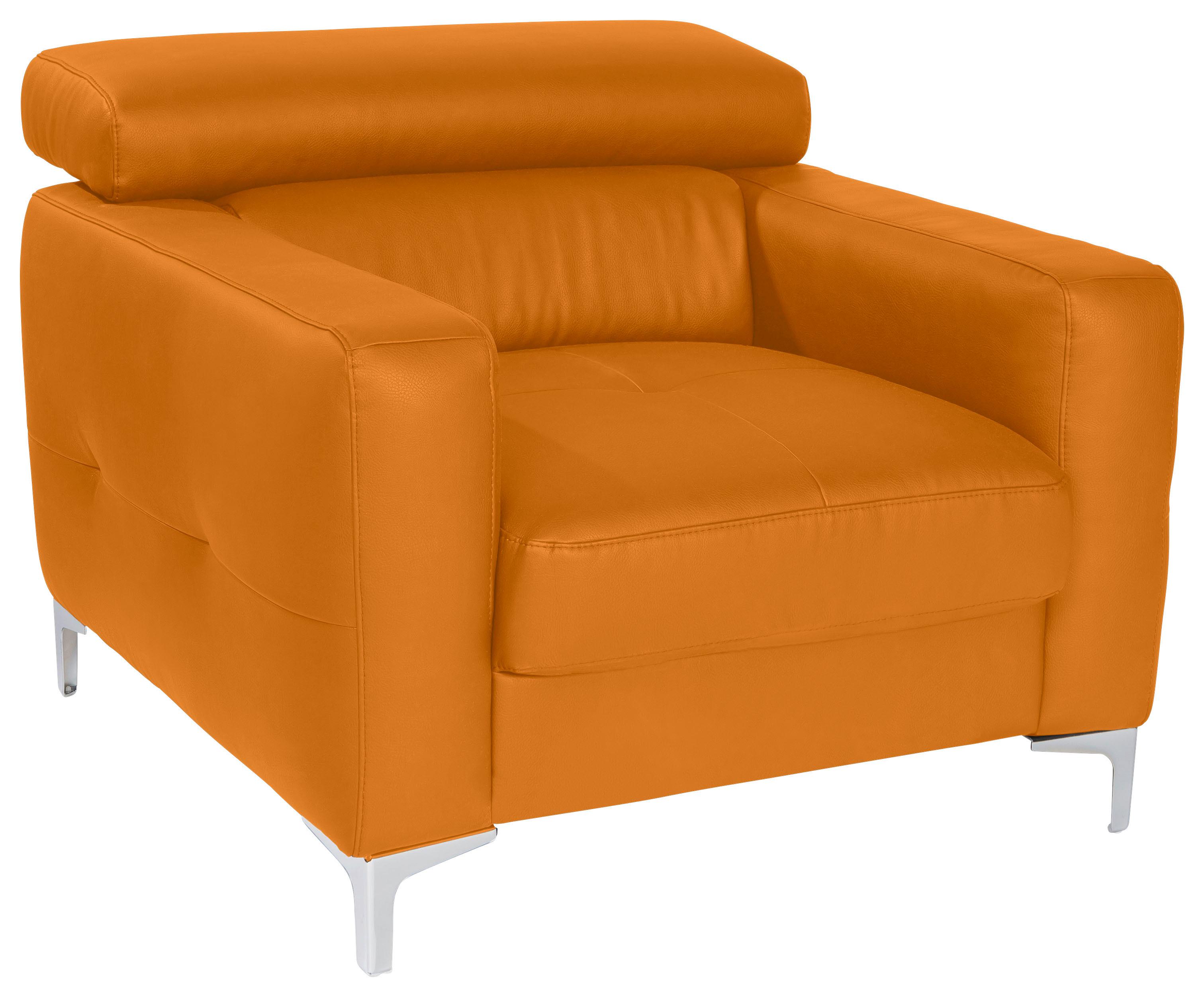 Polstersessel Sammy Gelb Leder - Chromfarben/Gelb, Design, Leder (99/78-92/106cm) - Livetastic