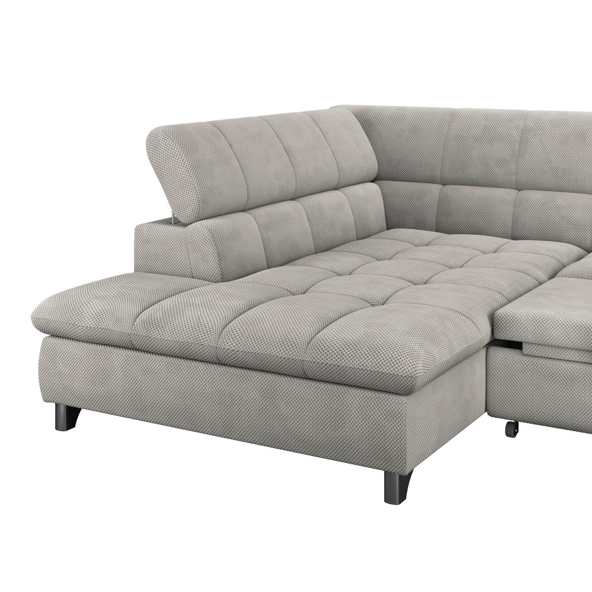 Ecksofa Gemini Dunkelgrau, B: 234cm - Taupe/Chromfarben, KONVENTIONELL, Textil (234/312cm)