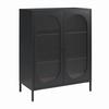 Highboard Luna Schwarz B: 80 cm - Schwarz, Design, Glas/Metall (80/102/40cm) - MID.YOU