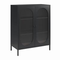 Highboard Luna Schwarz B: 80 cm - Schwarz, Design, Glas/Metall (80/102/40cm) - MID.YOU