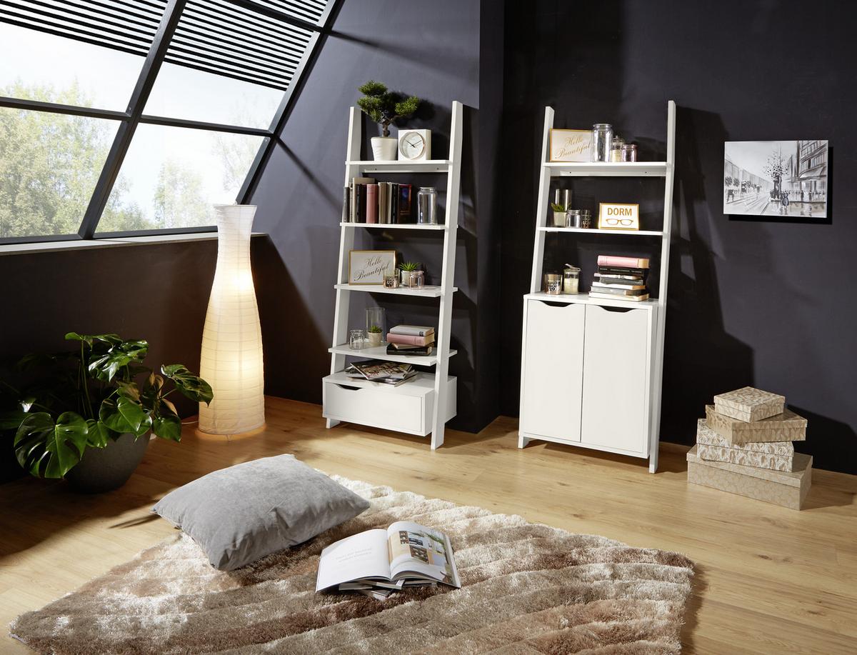Regal Mit Lade Flo B: 65 Cm Weiß - Weiß, MODERN, Holzwerkstoff (65/176/34,2cm)